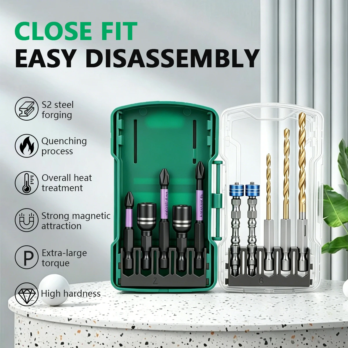 【2026 New】10PCS Impact Driver Bit Set S2 Steel Hex Shank Magnetic Tips Extra Large Torque Storage Case for Power Drill