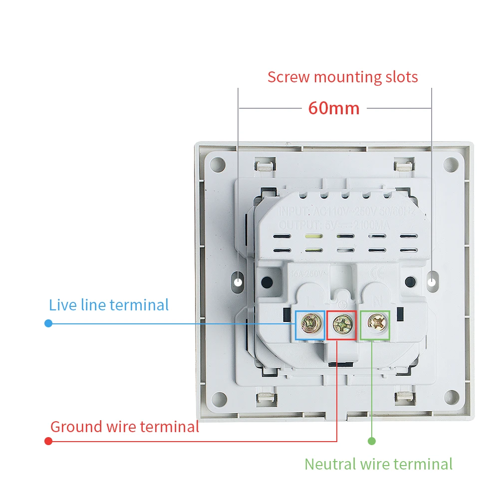 EU Standard Double USB Wall Power Socket,Electrical Socket Wall Plug with Type-c Usb Fast Charing Port 16A PC Panel Outlet 220V