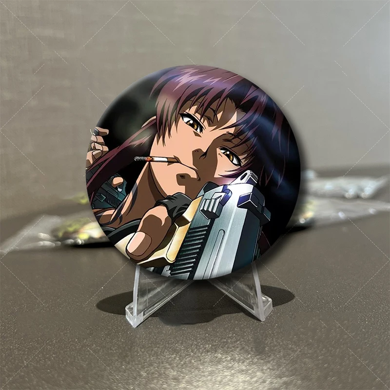 58mm Anime Black Lagoon Creative DIY Badge Tinplate Plastic Pins Button Brooch for Backpack