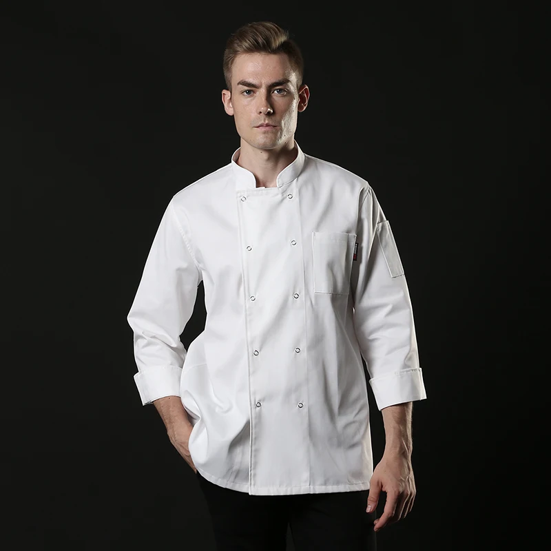 Long Sleeve Chef Jackets Unisex Restaurant Hotel Cook Coat BakerKitchen Clothes Chef's Cook Male Waiter Work Uniform Woman Man