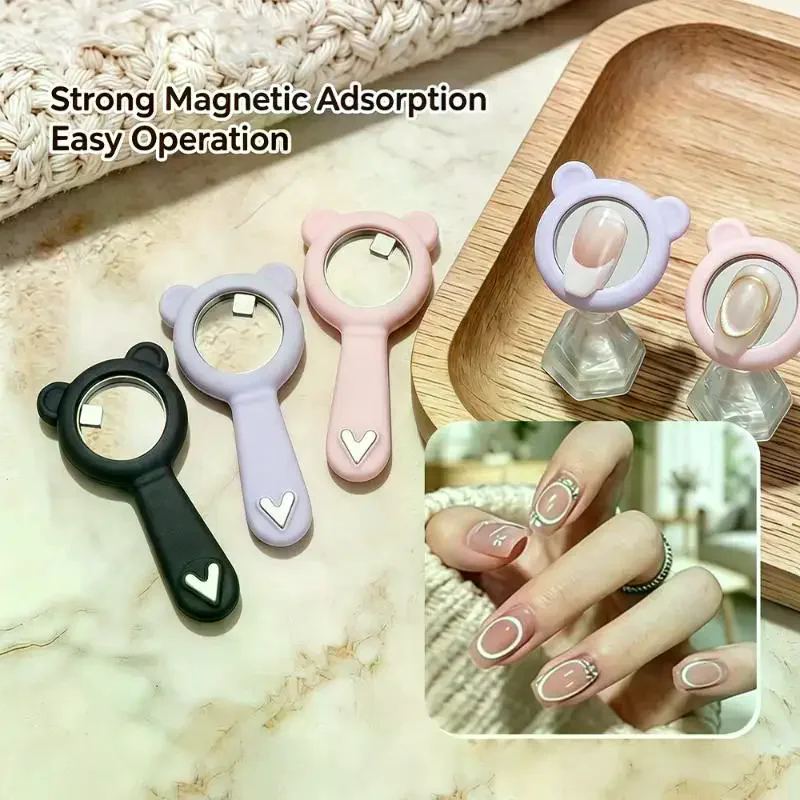 Multi Function Pink Bear Ear Cat Eye Nail Magnet Stick Strong Heart Magnet DIY Salon Manicure Tool