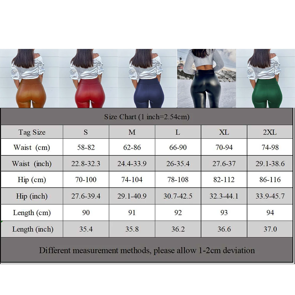 Leggings slim fit Pantaloni in pelle PU Attività fitness Lunghezza regolare Design tinta unita Adatto Stagione per tutte le stagioni