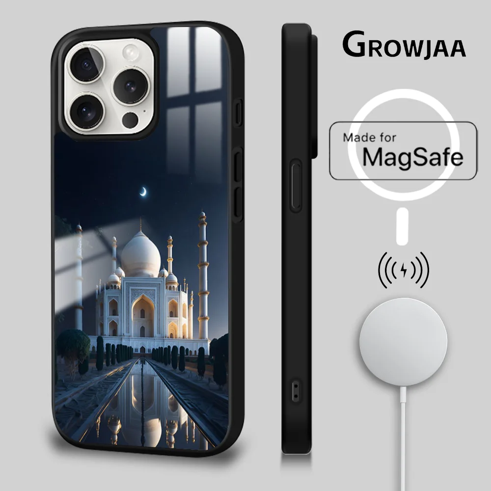 Taj Mahal India Mausoleum Phone Case For iPhone 16 15 14 13 12 11 Pro Max Plus Mini Magsafe Mirror Wireless Magnetic Cover