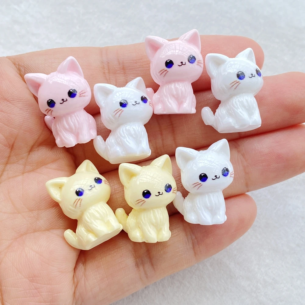 10Pcs Resin Cartoon 3D Cute Cat Series Flat Back Scrapbooking DIY Jewelry Craft Decoration Accessories