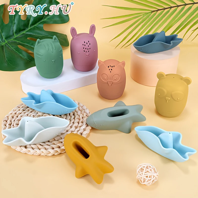 

1Set Baby Bath Toys Animal Cute Cartoon Toddler Water Toys Swim Bathroom Baby Silicone Sprinkler Bathtub Animal Toy Infant Kids