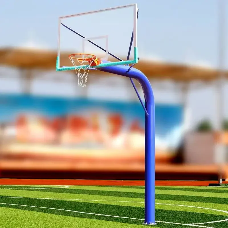 Factory Adult High Quality Buried Round Pipe Basketball Stand Outdoor Fixed Basketball Stand for Playing