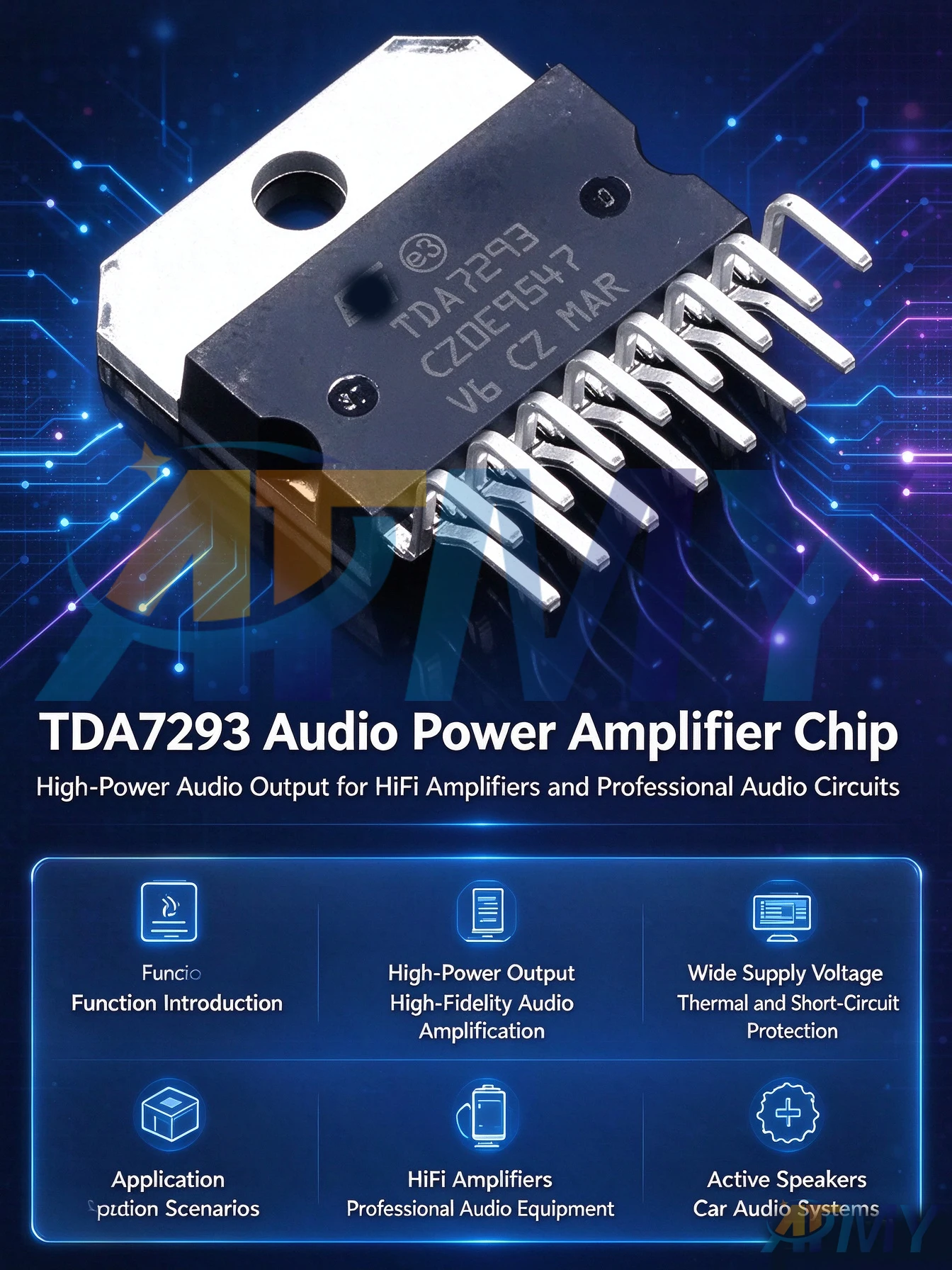 TDA7265 TDA7293 TDA7264 TDA7294 TDA7360 TDA7296 TDA7292 TDA7393 TDA7372A TDA7379 TDA7576B TDA7297 Audio power amplifier