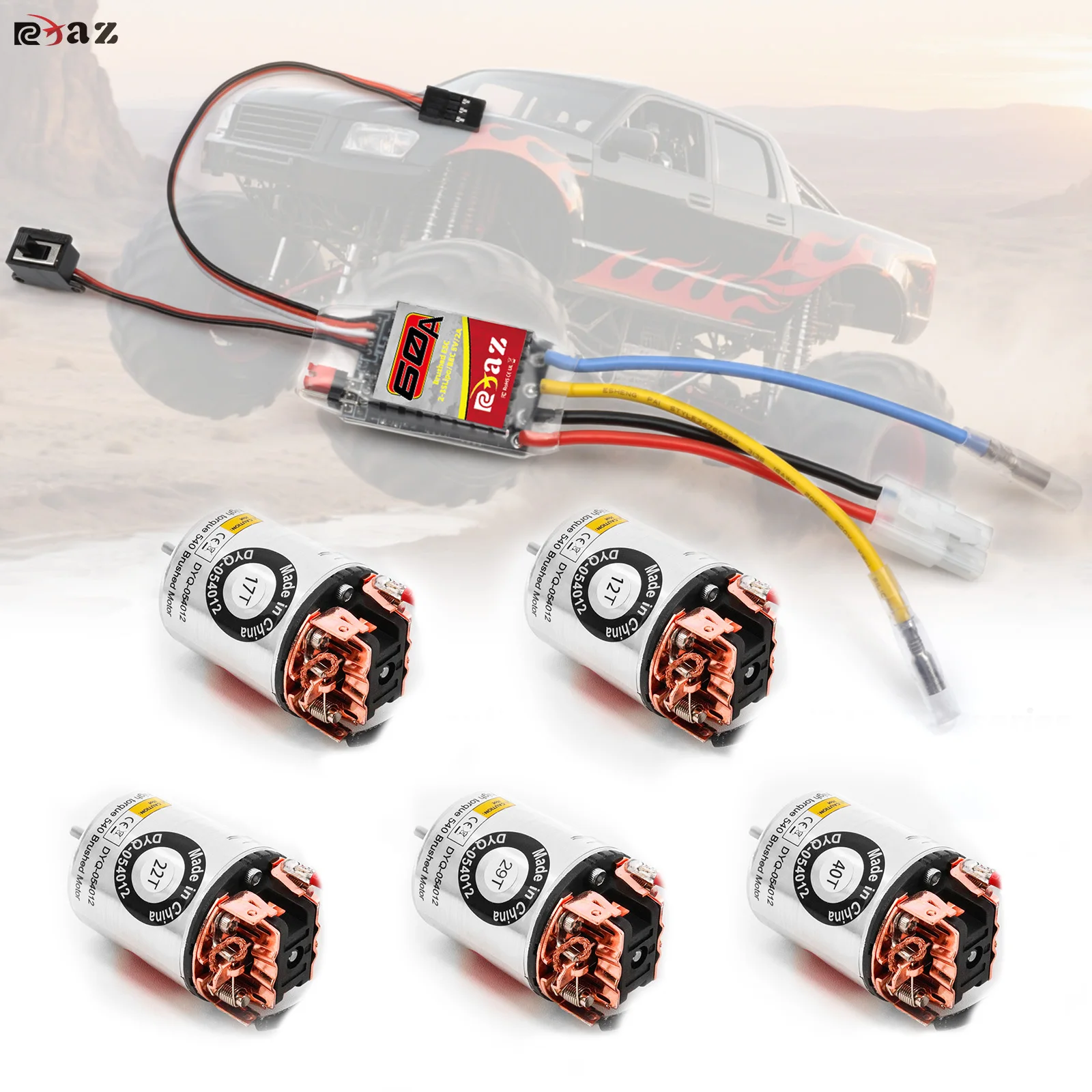 

RCXAZ 540 Матовый двигатель 12T-40T ESC 600A Комбинированный набор управления скоростью Hill Climb Drift Racing Водонепроницаемый для 1/10 RC Cralwer Car/Boat