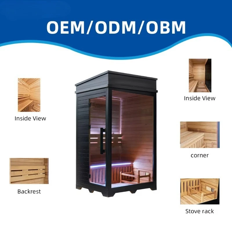 Minimalist Black Design for Home Sauna Solid Wood Construction Customizable Wood Options Available Factory Direct Wholesale