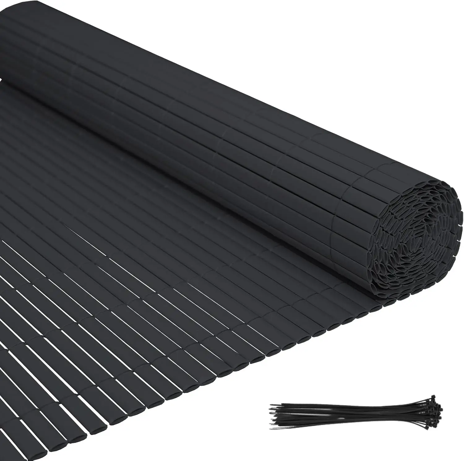 PVC-Sichtschutz matte, 140x300cm, 3 Rippen verstärkungen, mit Kabelbindern, verstärkten Lamellen,