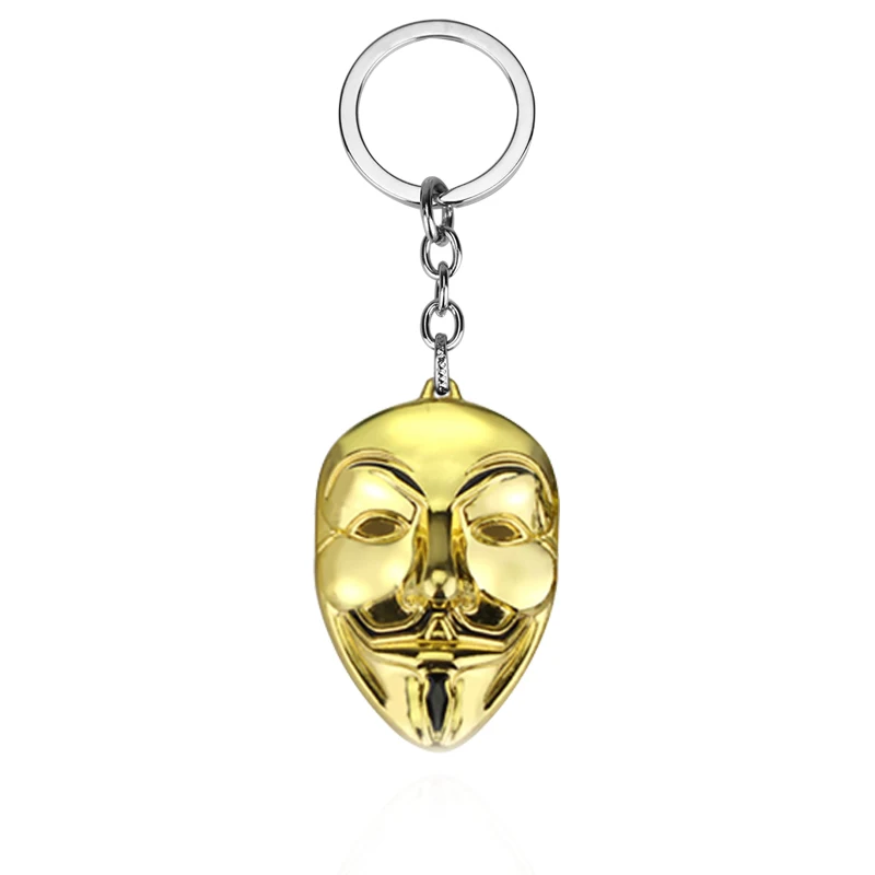 Moive Series Jewelry V For Vendetta Anonymous Mask Popular Hip Hop Hacker Pendant Alloy Keychain Unisex Causal Accessories