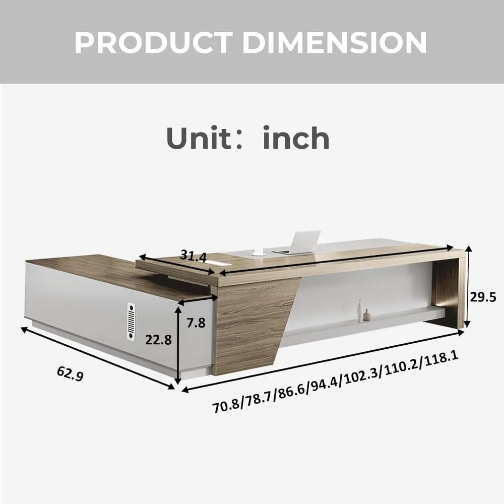 Bureau de direction moderne – Finition double ton, gestion des câbles intégrée, rangement verrouillable et design ventilé