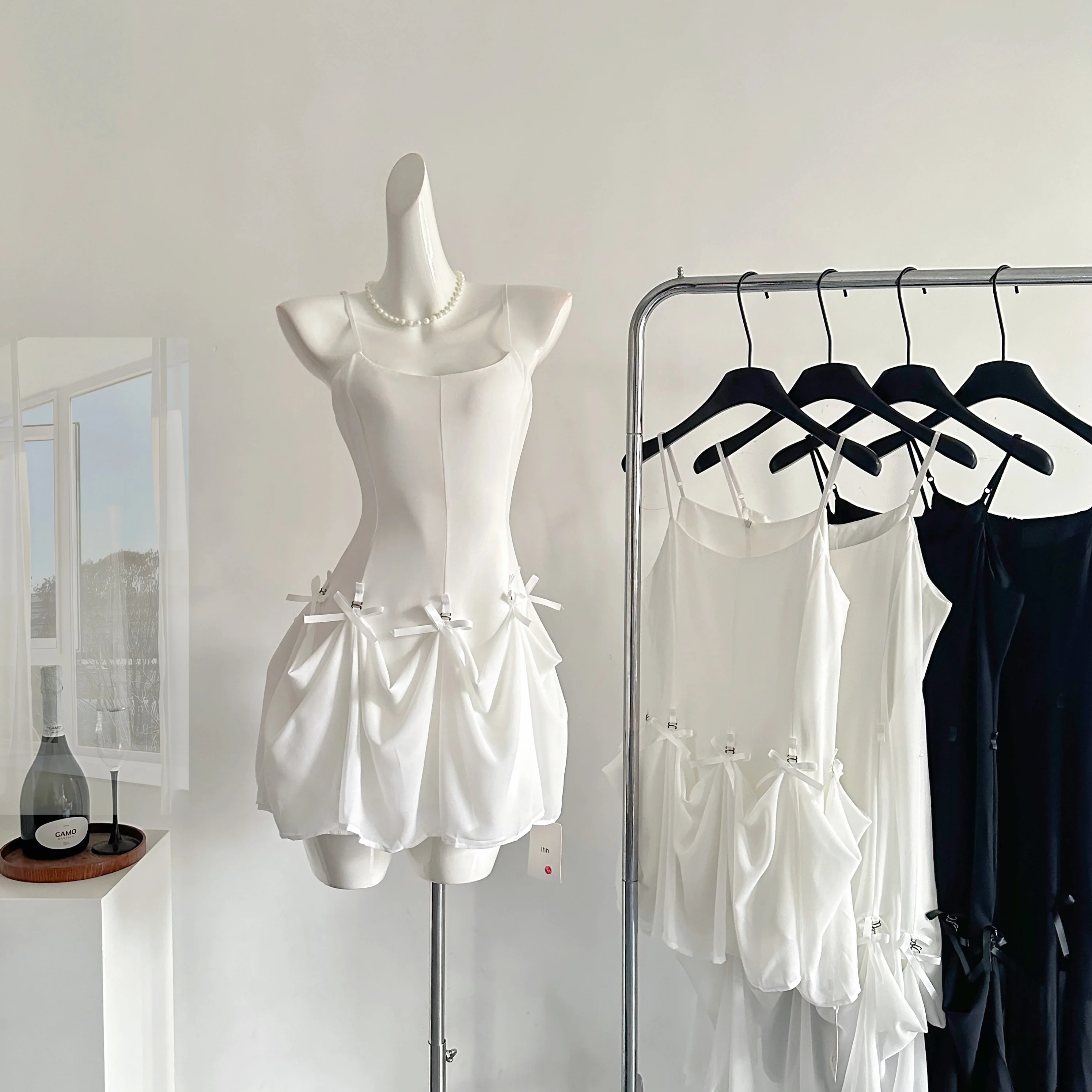 

Summer Women Preppy Birthday Fairy Maxi Dress Spaghetti Strap Frocks One-Piece Solid Color Korean Fashion Evening Party Shoujo