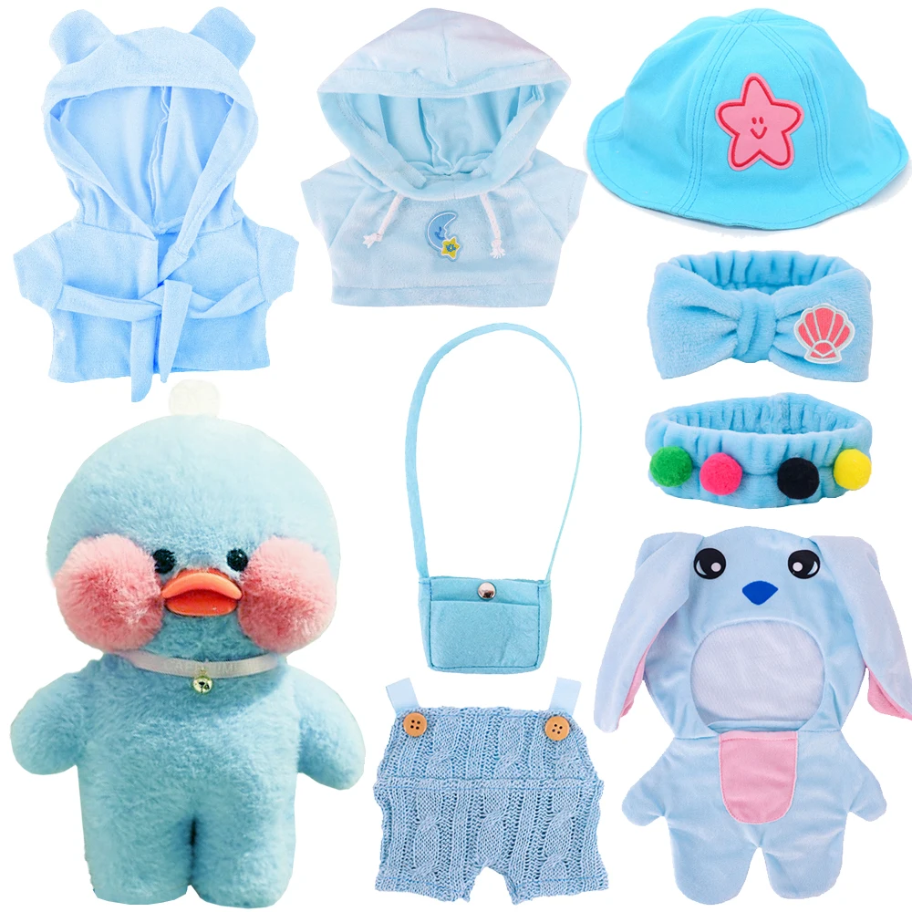 Kawaii Blue Doll Clothes Dress Sweater Hat Uniform Fit 30cm Lalafanfan Yellow Duck Dolls Children's Gifts Doll Accessories Toys