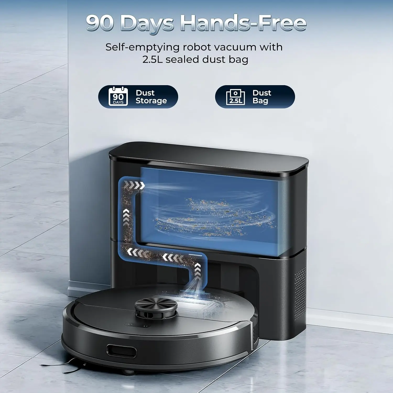 ^ForRobot Vacuum and Mop Combo with Self Emptying Station, 6000Pa Suction Anti Tangle Brush LiDAR Navigation Multi Floor Mapping