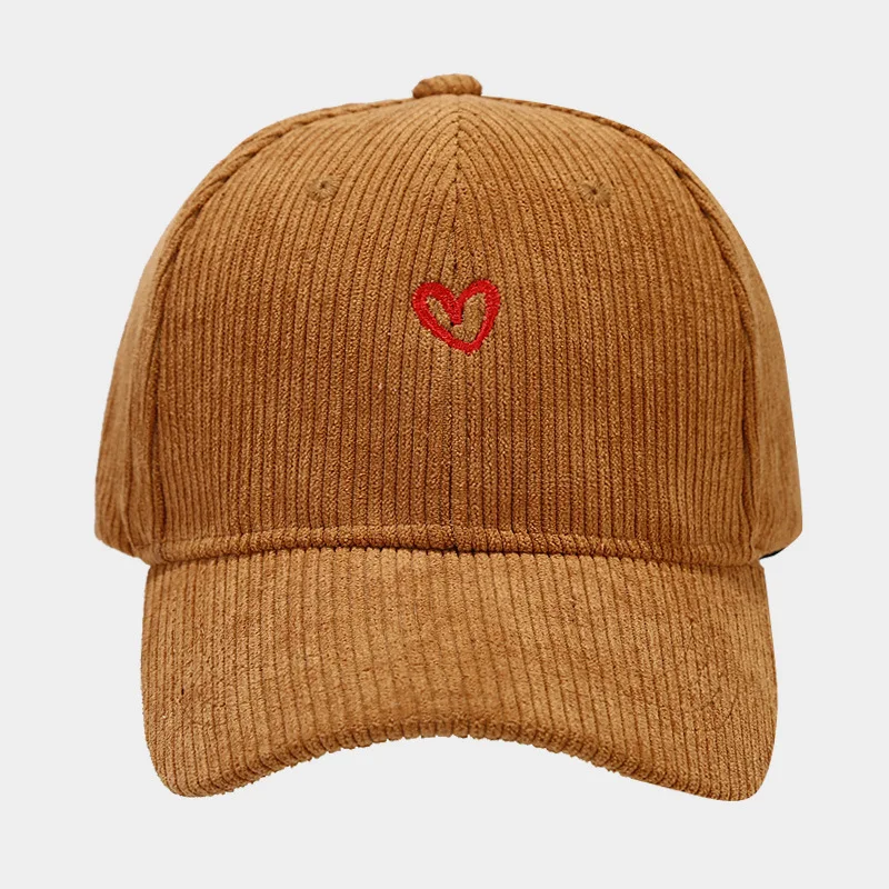 Neue Little Love bestickte Cord-Baseballmütze für Frühling und Herbst, koreanische Mode für Damen, einfacher Sonnenhut, Outdoor-Casual-Kappen – Detail 6