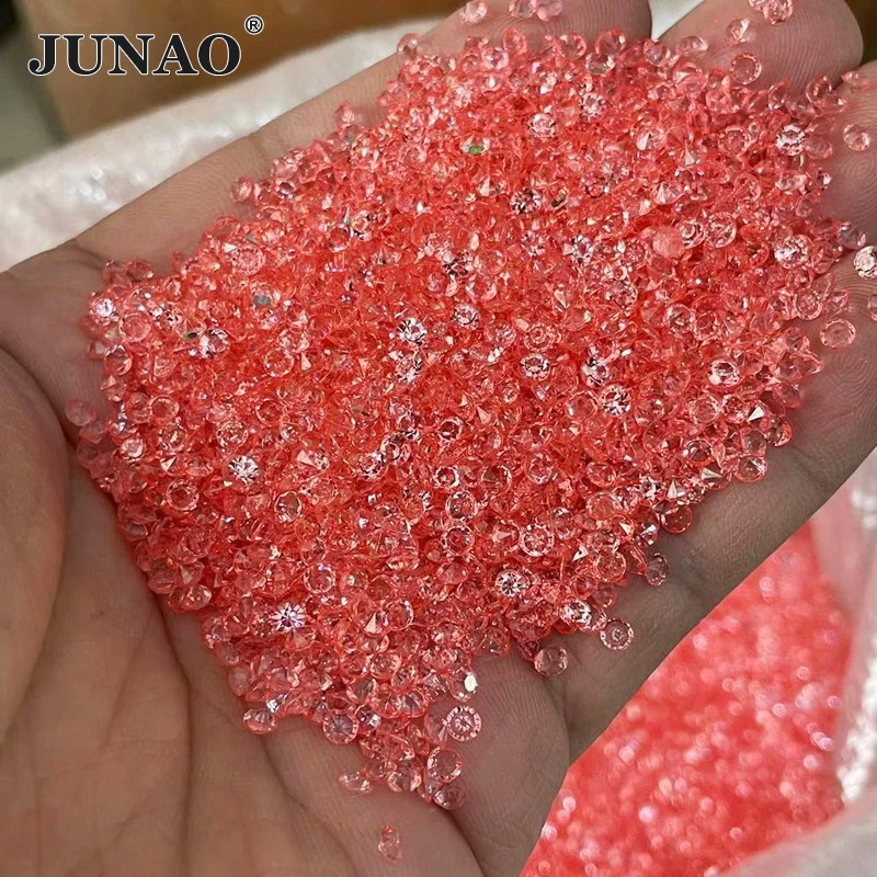 

JUNAO New Style 3mm 500g Transparent Watermelon Red Pointback Resin Rhinestones Round Nail Crystal Stones Loose Beads For DIY