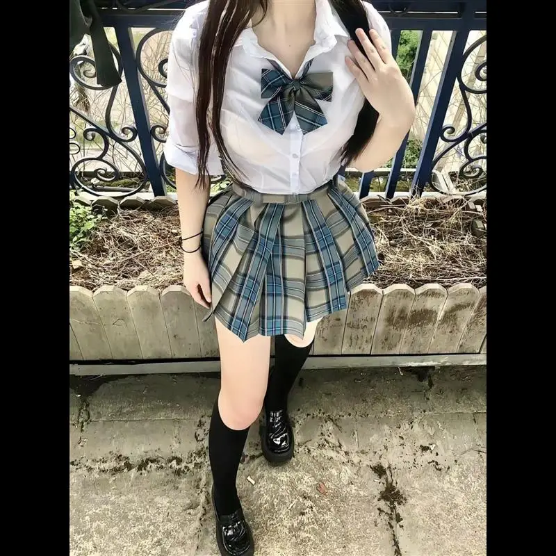 plus Size JK Uniform Shirt And Skirt Set Pure Desire Waist Cinching White Shirt Long Sleeve Autumn Season Japanese Style