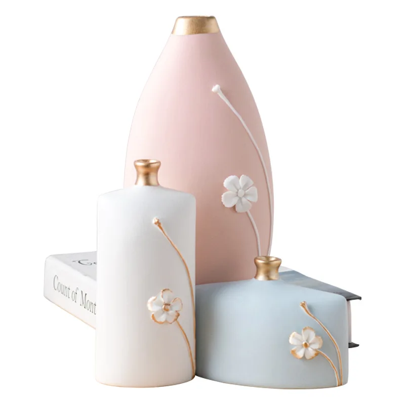 

ins Modern Simple Creative Ceramic Simulation Flower Vase Hydroponic Flower Arrangement Aromatherapy Home Furnishing Nordic Craf