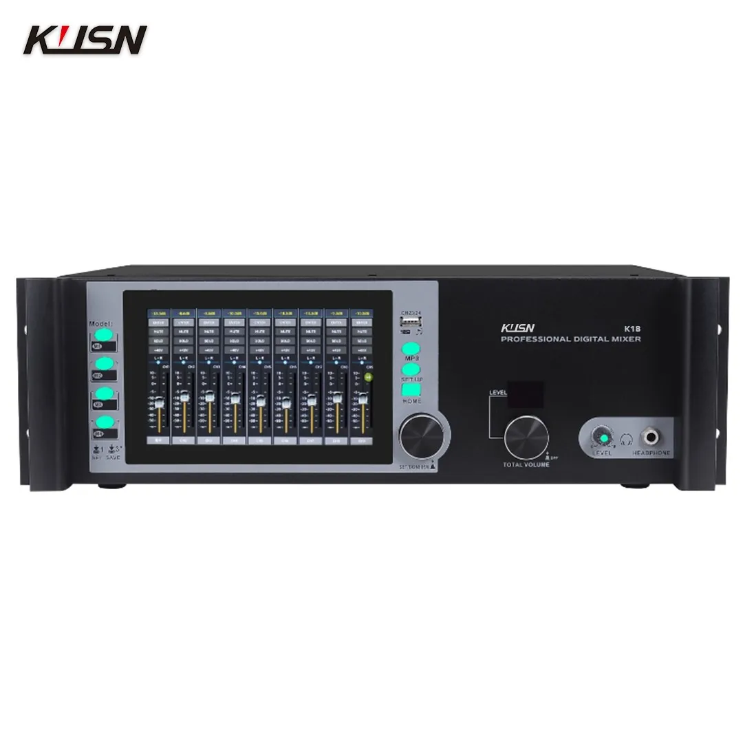 18/24 Channel 7 Inch Touchscreen Rack Mount Professional Digital Mixer 18 Channel Wifi DSP Audio Mixer Sound DJ Console