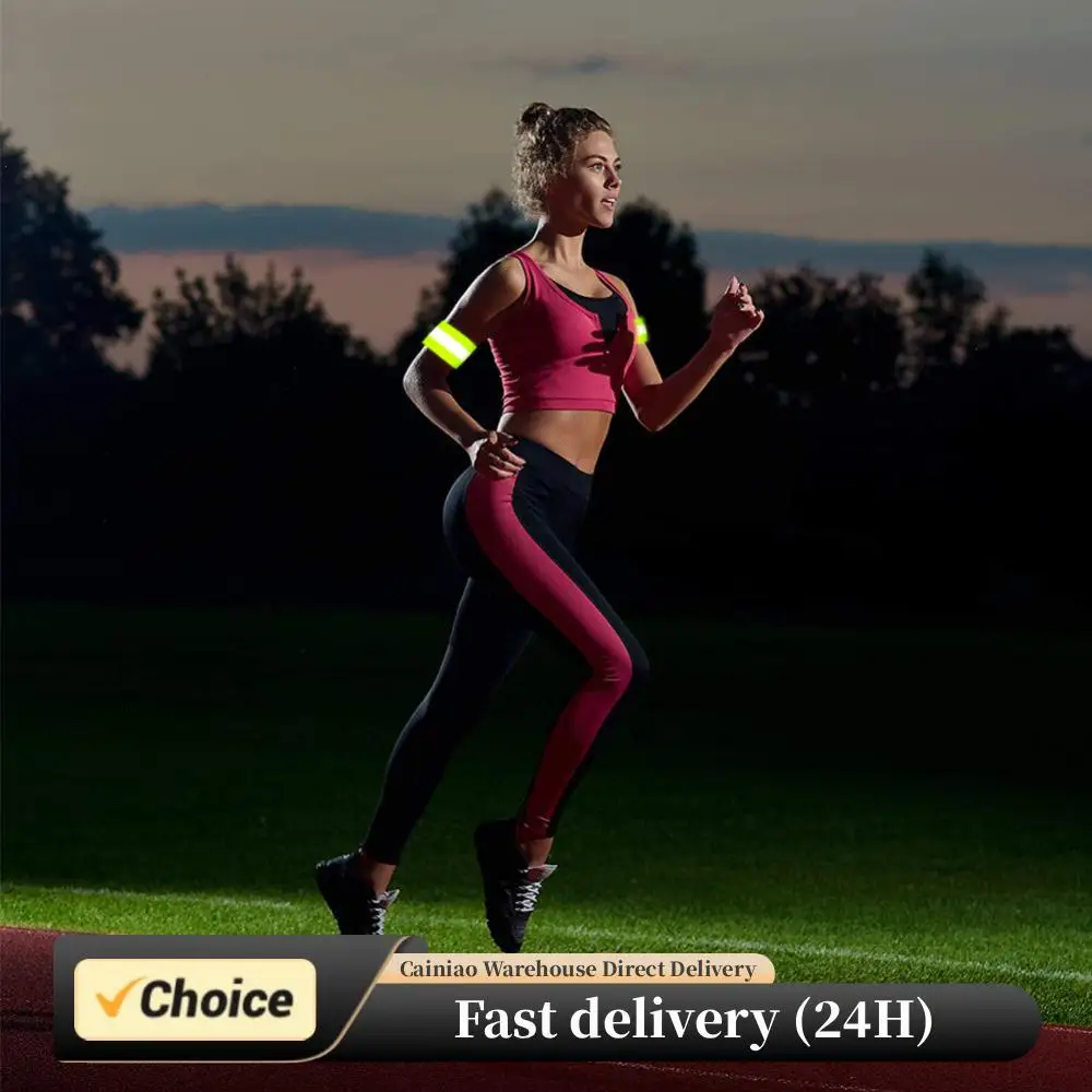 حزام ذراع عاكس قابل للتعديل أشرطة شريط عاكسة عالية الوضوح حزام سوار عاكس للمشي ليلاً وركوب الدراجات والجري