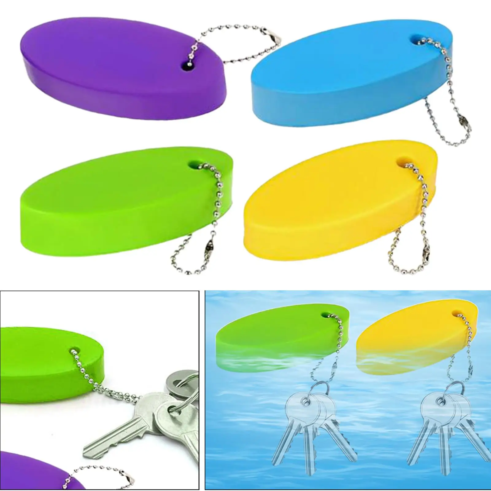 4Pcs Buoyant Keychain Lightweight Boat Keyring for Fishing Drifting Rafting