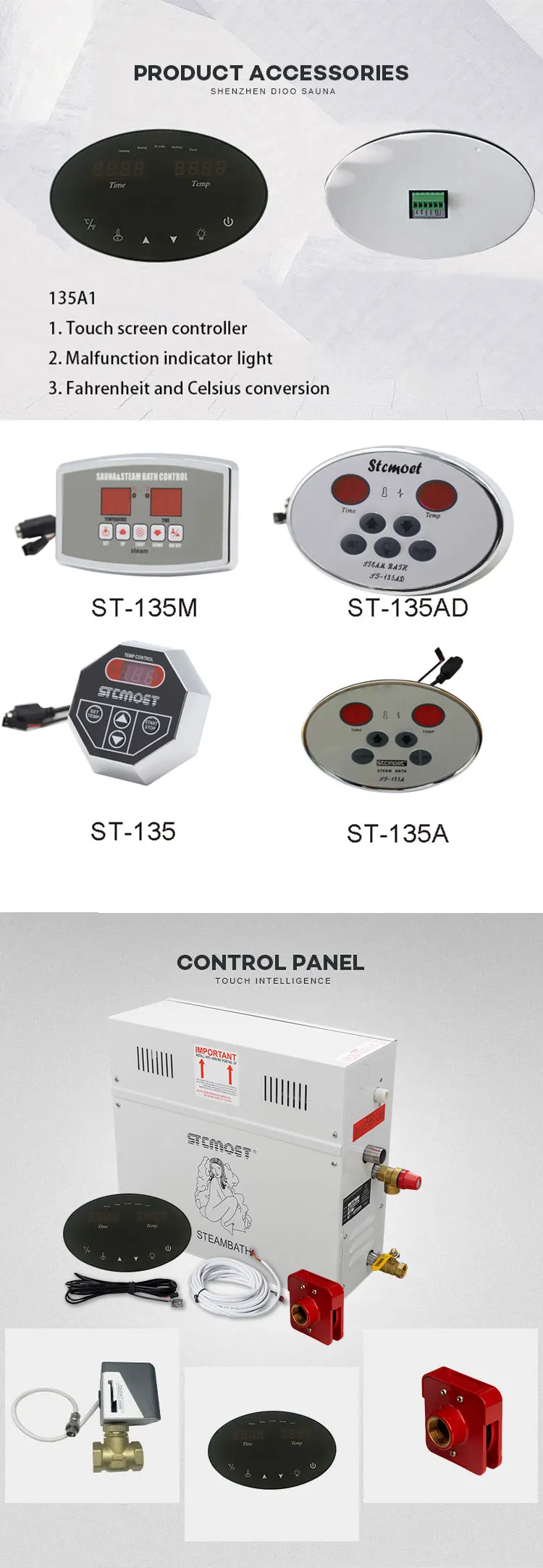

STCMOET Series 3KW 4.5kw 5KW 6KW 7KW 8KW 9KW 10.5kw 12KW 15KW 18KW Steam Spa Sauna Steam Generator