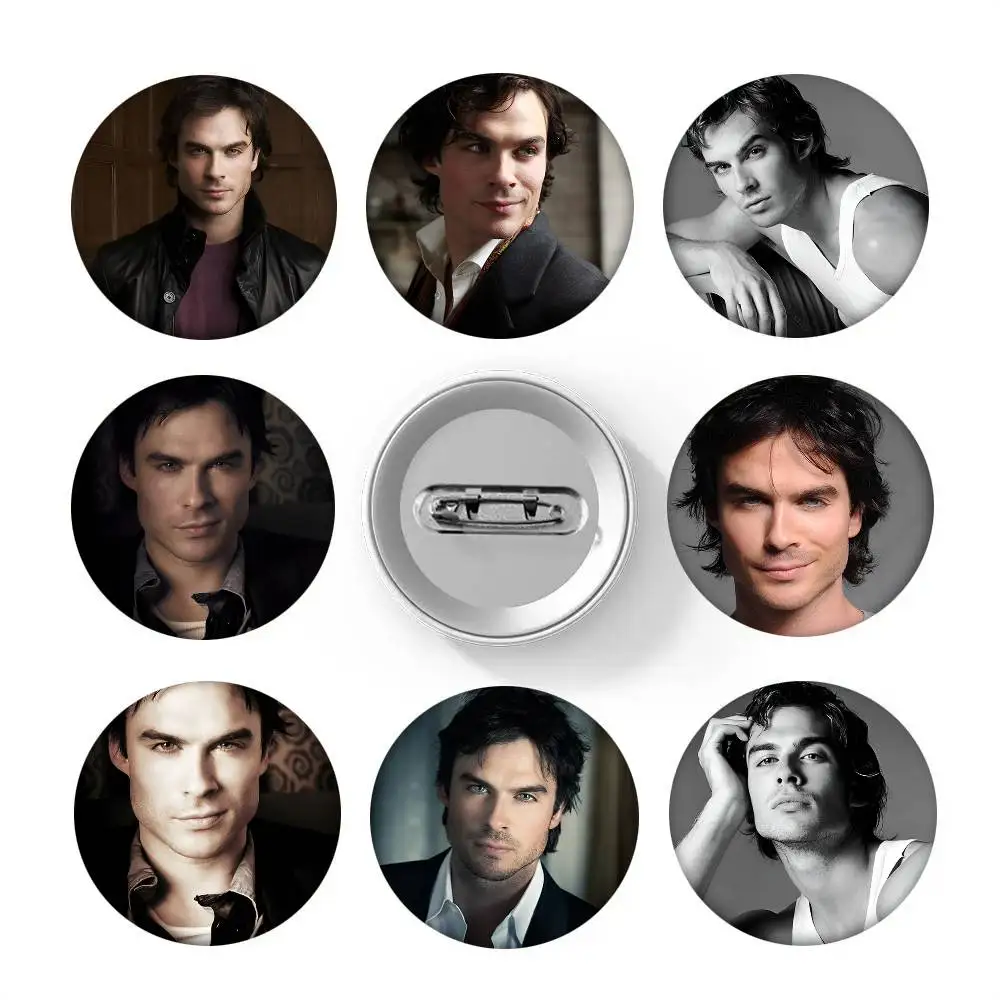 Actor Cool Ian Somerhalder Round Badge Creative Brooch Clothing Backpack Accessories Lapel Pin