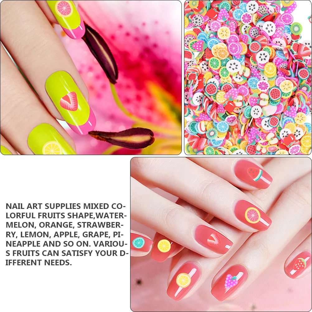2000 قطعة شريحة الفاكهة مسمار ملصق الطين آمنة ملونة مختلطة الفواكه البطيخ البرتقال الفراولة الليمون العنب الأناناس DIY بها بنفسك