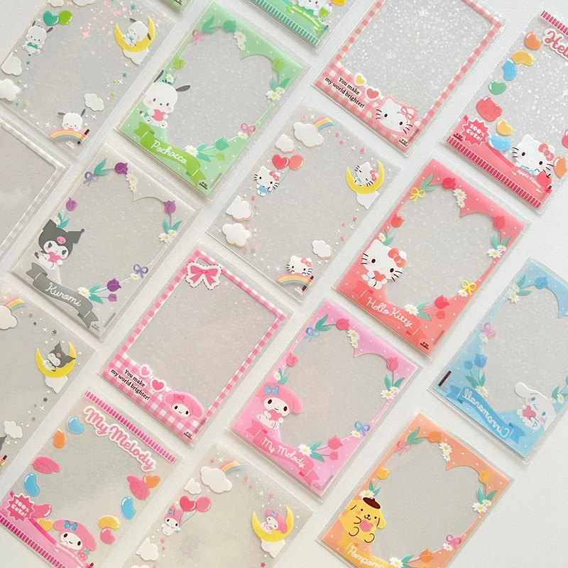 20Pcs Cute Japanese Cartoon Characters Kpop Photo Card Holder Idol Laser Photo Protective Display Sleeves Kawaii Stationery