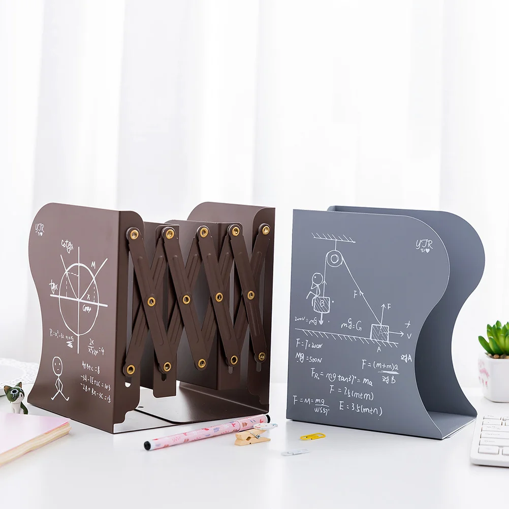 1Pcs Retractable Bookends Adjustable Metal Non-Skid File Folder Holder Grey Sturdy Desk Organizer Adjustable Bookends