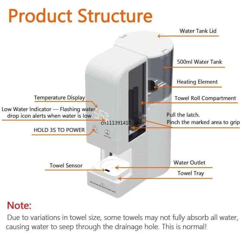 Auto‑Release Hot Towel Warmer, One‑Touch Control Constant Temperature Salon Heater with 2 Rolls Disposable Towels