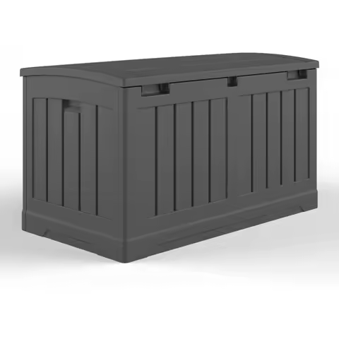 50 Gallon Medium Capacity All Weather Construction Resin Outdoor Storage Deck Box with Arched Lid for Patio, Garden