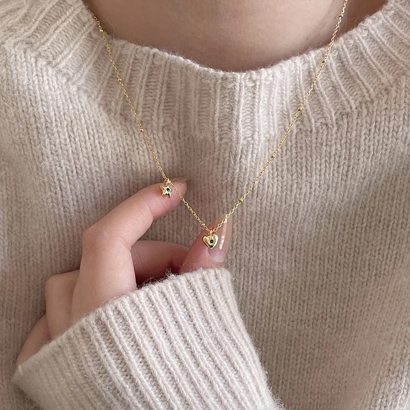 Collar con colgante de plata de ley 925 para mujer, joyería, Collar de amor, cadena de cuello en forma de corazón Simple y elegante de alta calidad