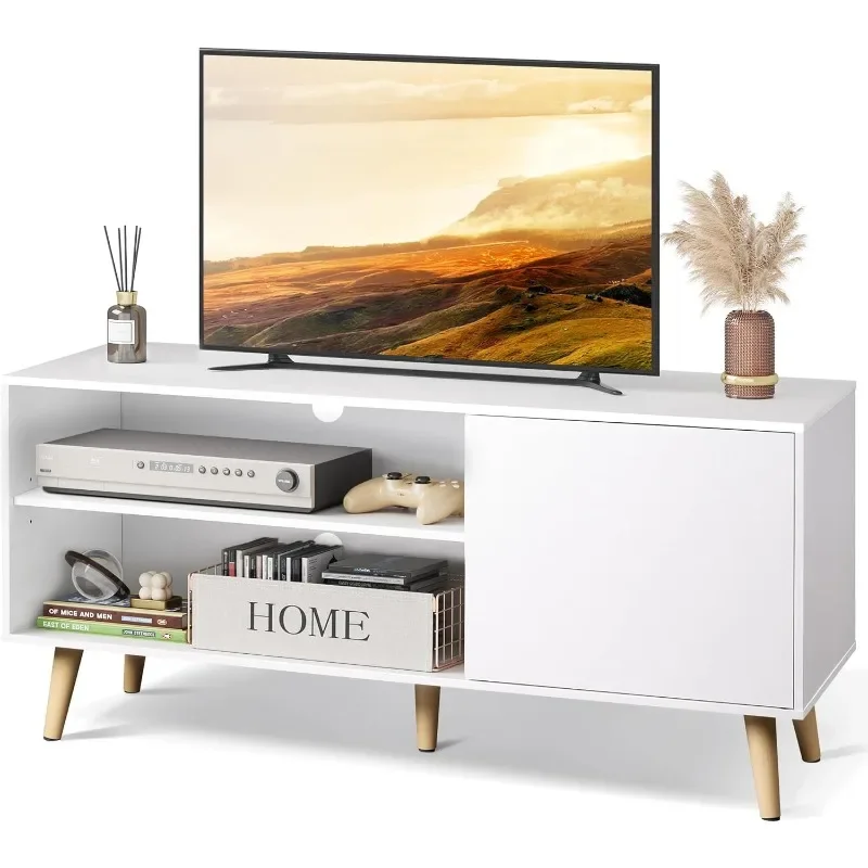 TV Stand for 55 Inch TVs, Entertainment Center with Storage Cabinet, Mid-Century TV Stands for Living Room and Bedroom,