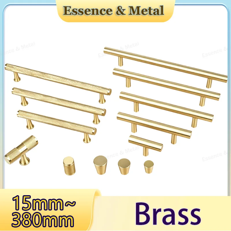 2PCS Solid Brass European Style Simple Cabinet Handle Length 15mm~380mm Creative Furniture Embossed Handle Kitchen Drawer Handle