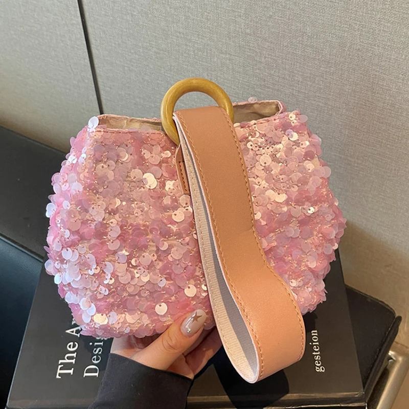 Pailletten-Handgelenktasche, glitzernde Handtasche, Damen-Clutch, einzigartige elegante Abendtasche für Partys, Hochzeiten, Bankette, Abendessen – Detail 13