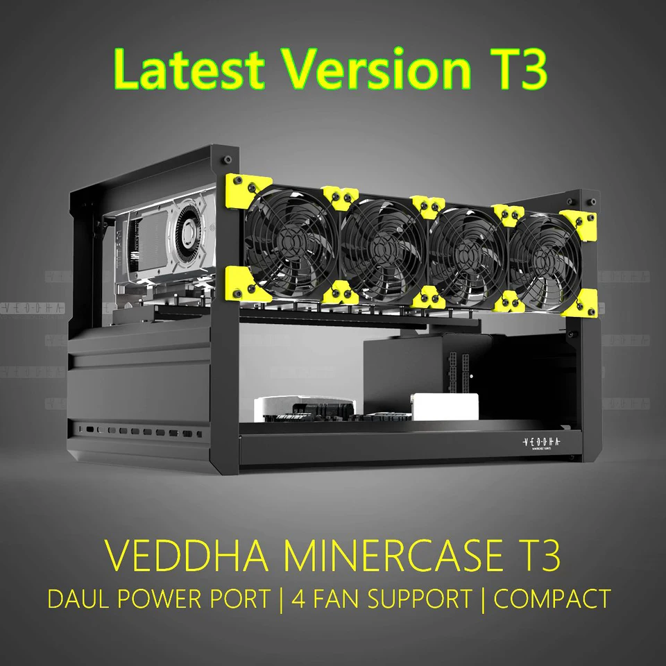 VEDDHAマイニングフレーム6GPU T3 VEDDHA T3 6 GPU Mining Rig frame Aluminum Stackable Open Air Host