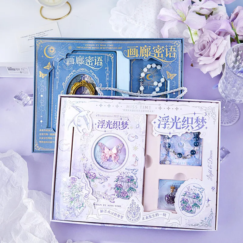 Butterfly Design Hardcover Notebook Gift Set with Wish Bottle Charm Bracelet for Students School Stationery