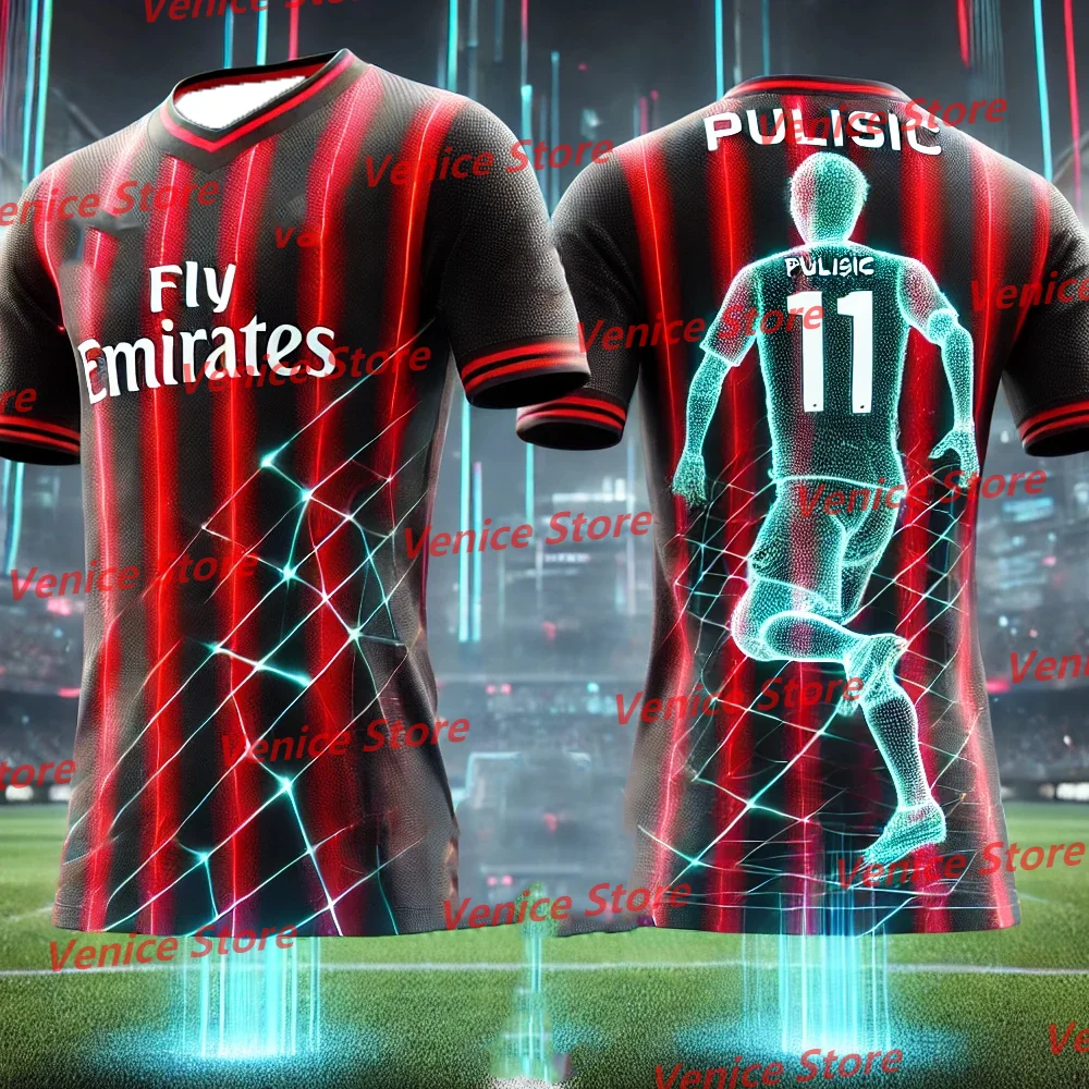 Nuevas llegadas 2025 EE.UU. Capitán ChatGPT Fútbol Cristiano Pulišić # 11 Italian Club Sports American AI Diseño Camiseta Adultos Niños