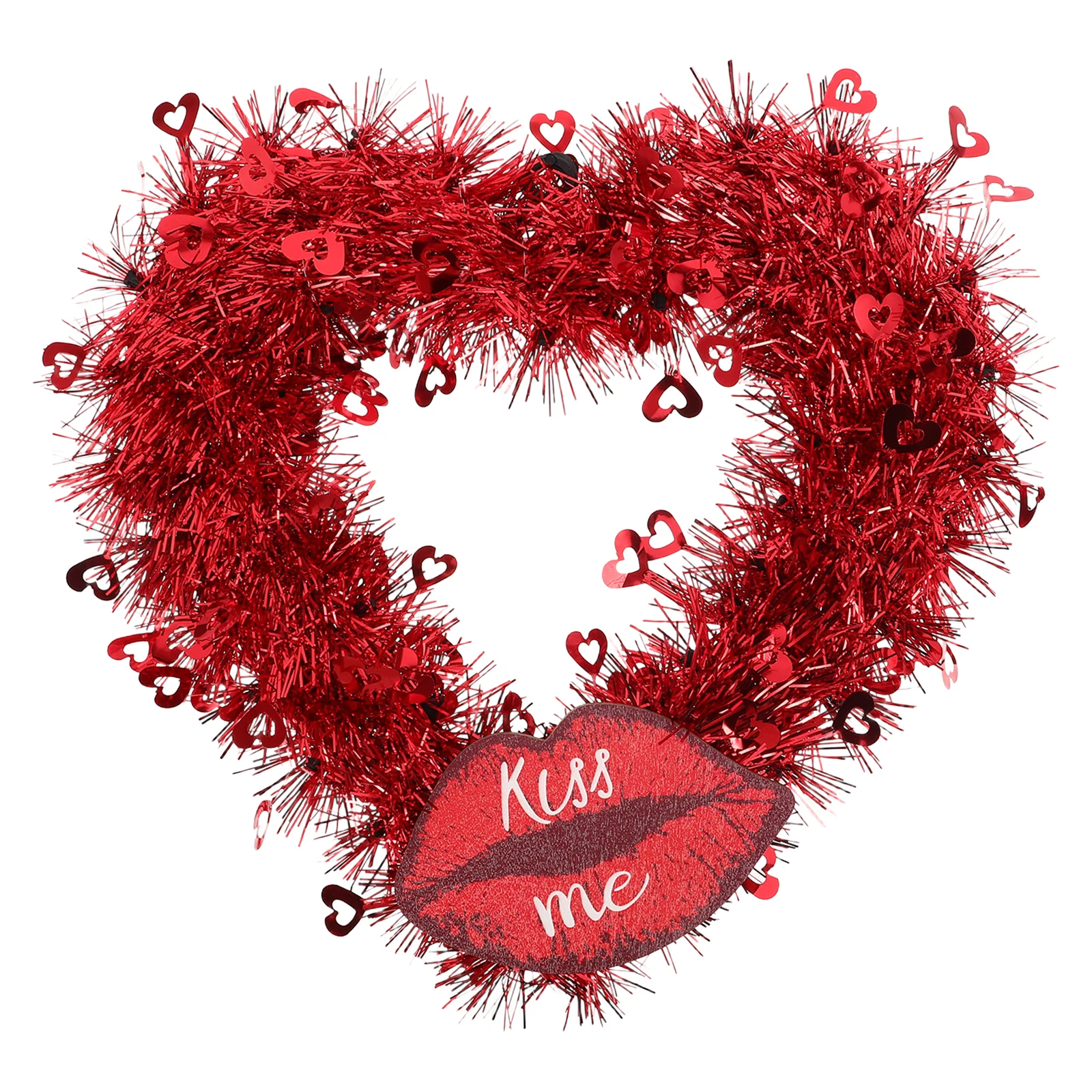 

Valentines Day Heart Shaped Wreaths Garland Decor Door Hanging Tinsel Wedding Party Front Door Holiday Home Decor