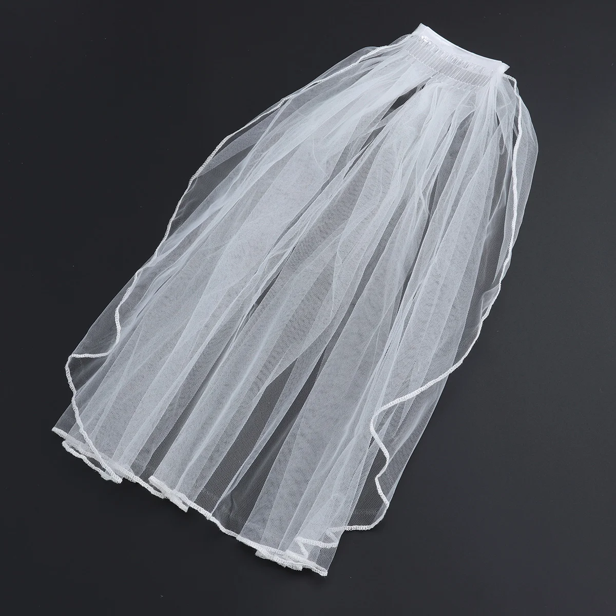 

Elegant Short Wedding Veil Tulle Bridal Veils with Comb and Ribbon for Bride Flower Girls Wedding Party Photography(White)