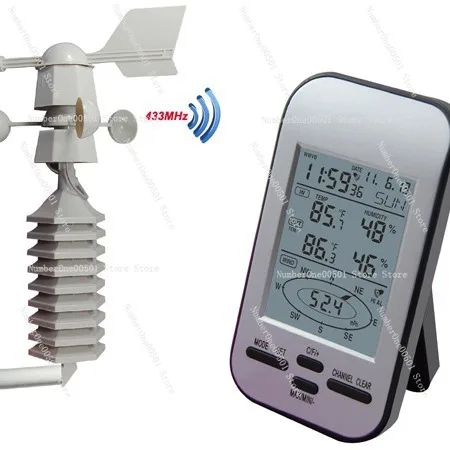 WS0232 Small Mini Weather Station, Anemometer 433MHz Wireless Weather Instrument, Weather Forecaster