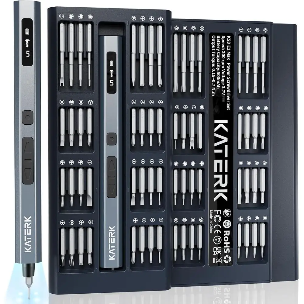 64 Bits Precision Screwdriver Set, Mini Electric Screwdriver Set, Small Cordless Screwdriver with LED Light, Magnetic Storage, R