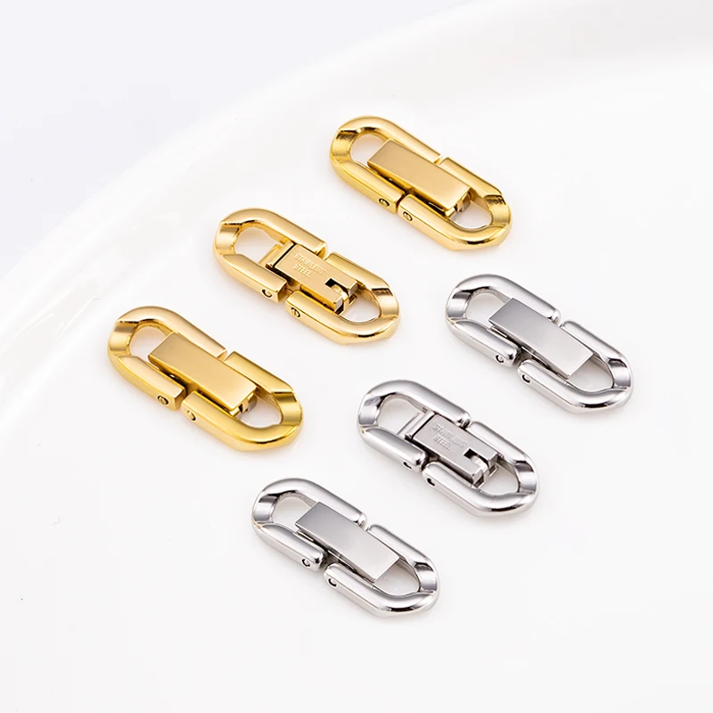 Stainless Steel 8mm 10mm 12mm Cuba Clasp For Jewelry Making Supplies DIY Fashion Necklace Bracelet Connect Buckle Accessories