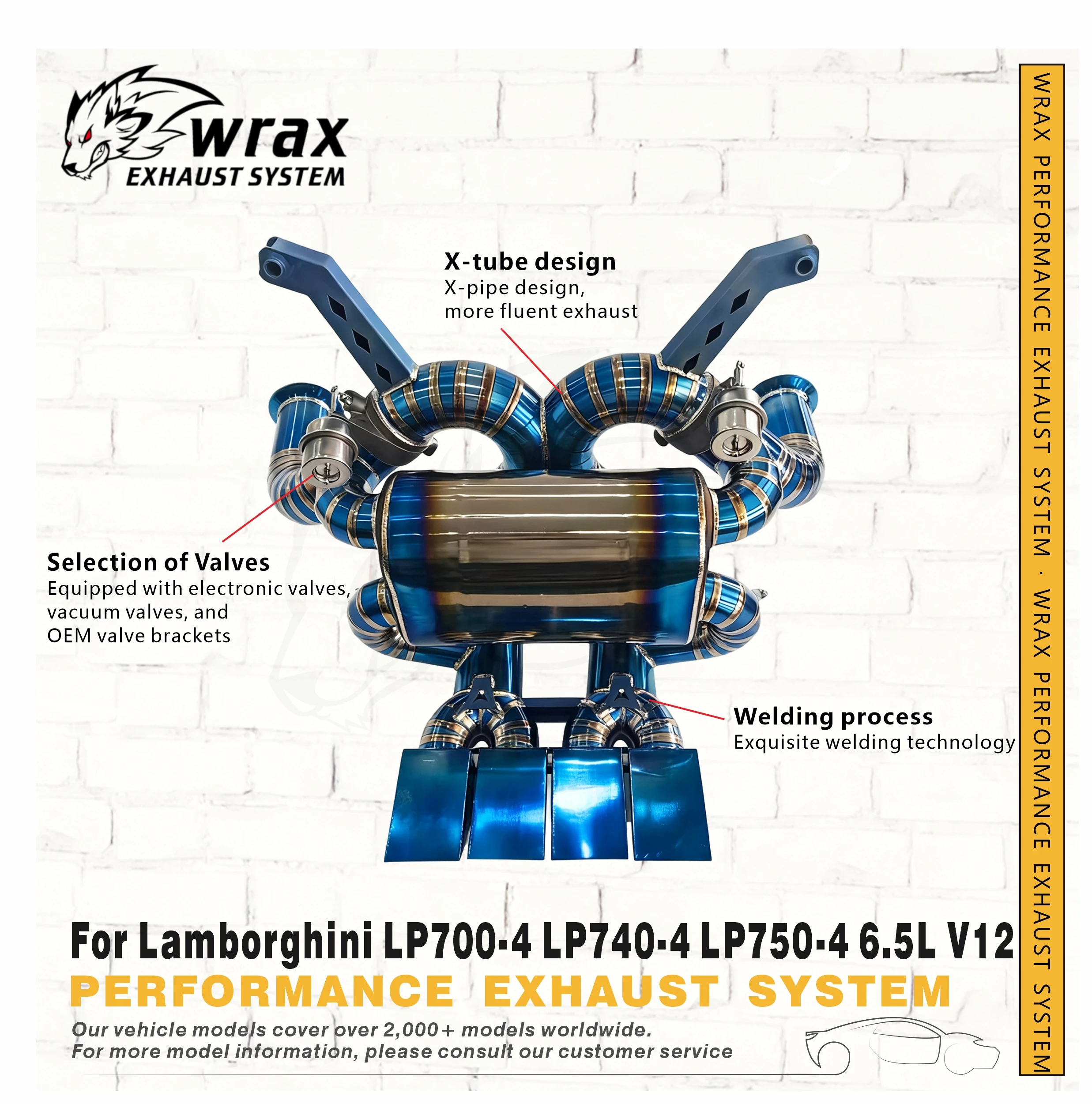 

WRAX Baked blue Tinanium Alloy Catback for Lamborghini LP700-4 LP740-4 LP750-4 6.5L V12 High Performance Sport Exhaust System