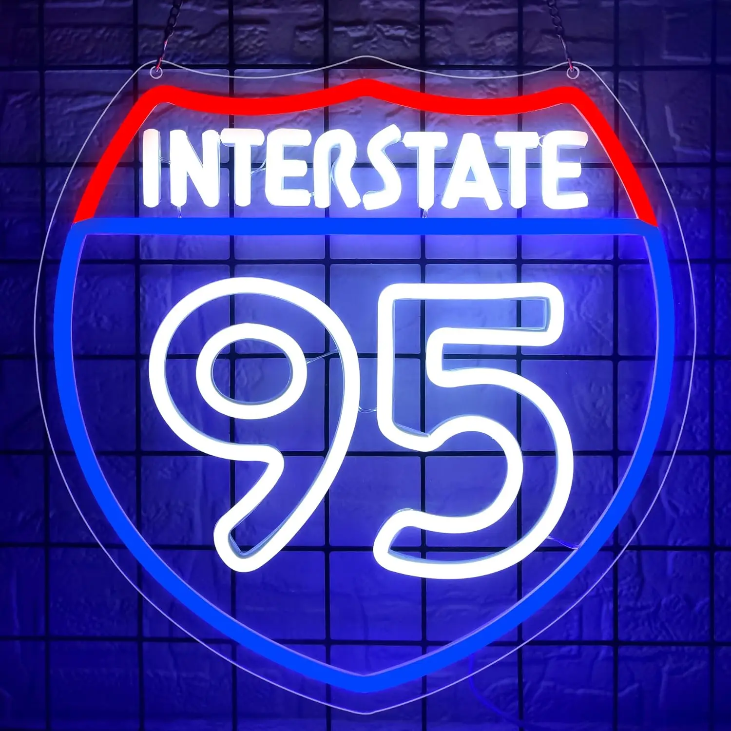 

Неоновая LED-вывеска для гаража 95 Road Route, для клубов, игровых комнат, автолюбителей, баров, спален, декоративное настенное освещение, подарок на день рождения