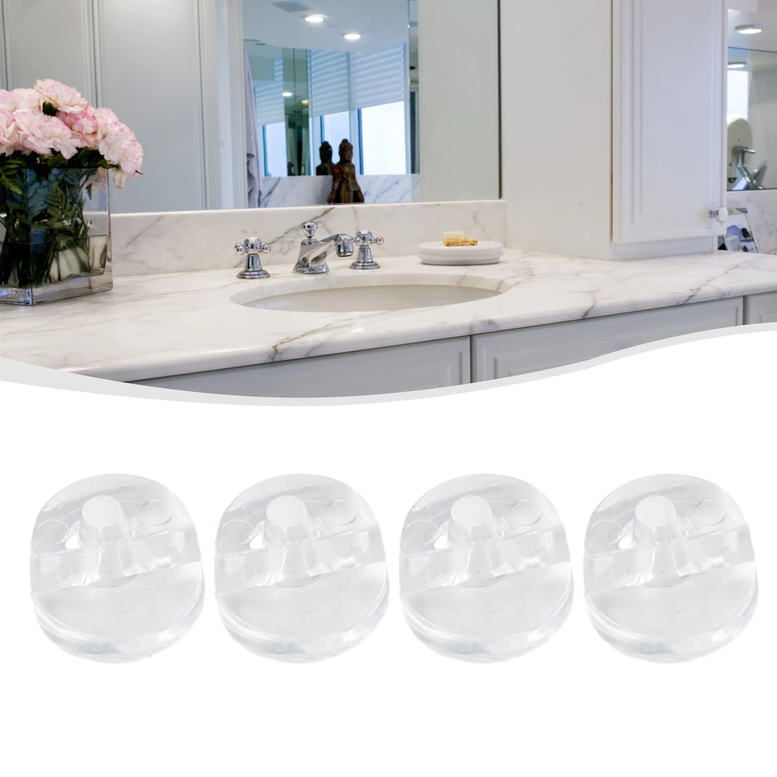 Mirror Wall Clips Fixing Set Plastic Glass Clamps Frameless Clip Glass Bracket Mounting Hanging + 4 Fixing  Screws