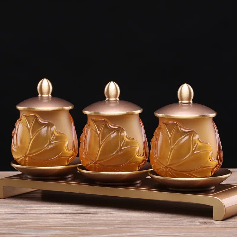 Traditional Wax-Removing Glazed Small Table Three-Cup Offering Altar Buddhist Supplies Manufacturer Wholes