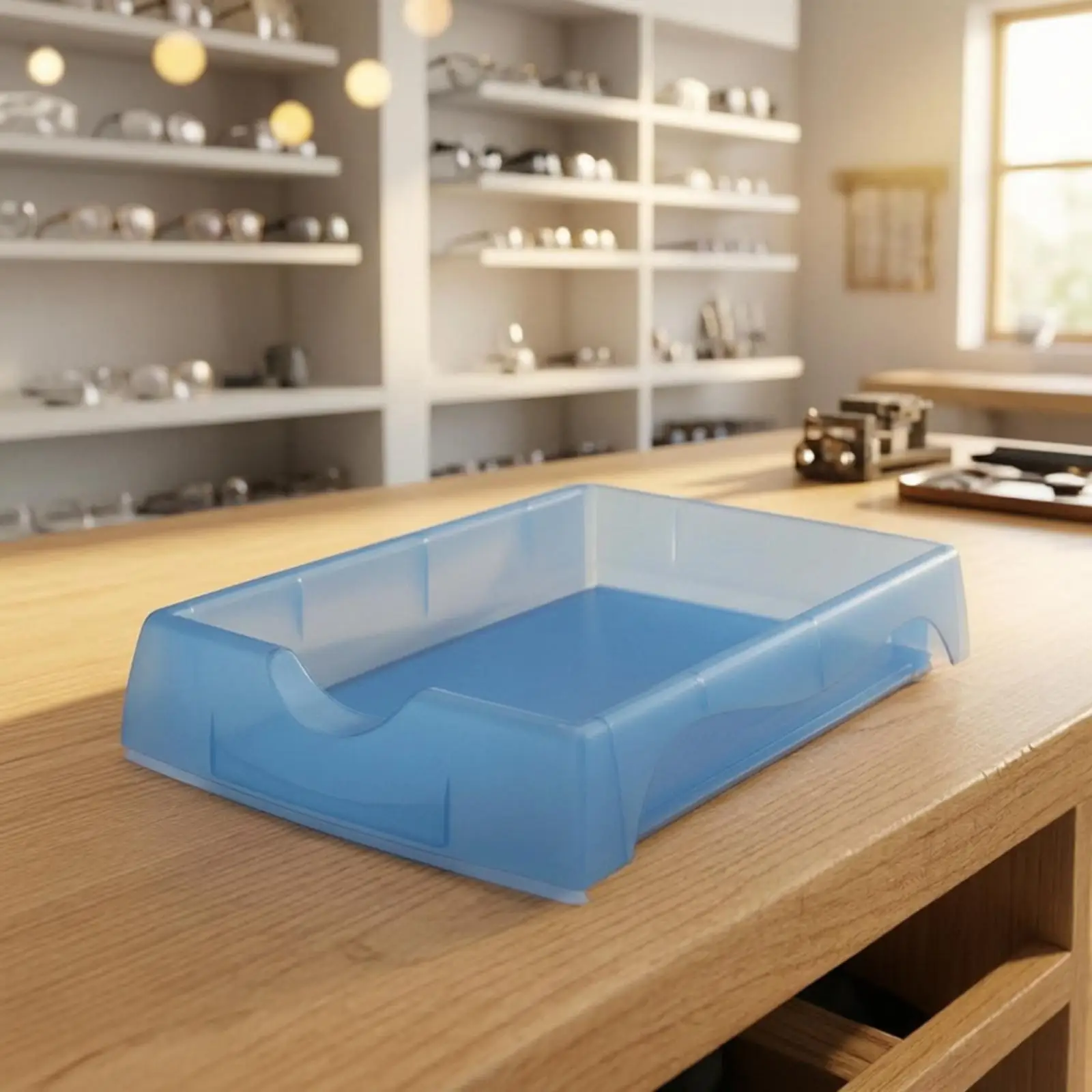 Durable PP Optical Lens Tray with Side Cutouts for Eyeglass Parts Storage Workshop Bench Desk Organizer Container